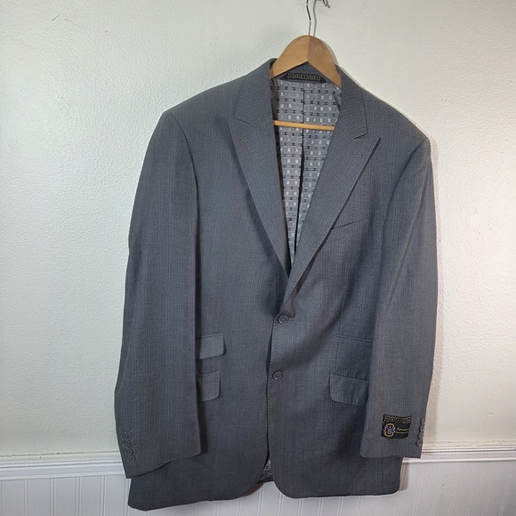 Men's NWT Mecca Grey Purple Pinstripe 5 Pocket Blazer Jacker Size 46L 40W - Picture 3 of 13